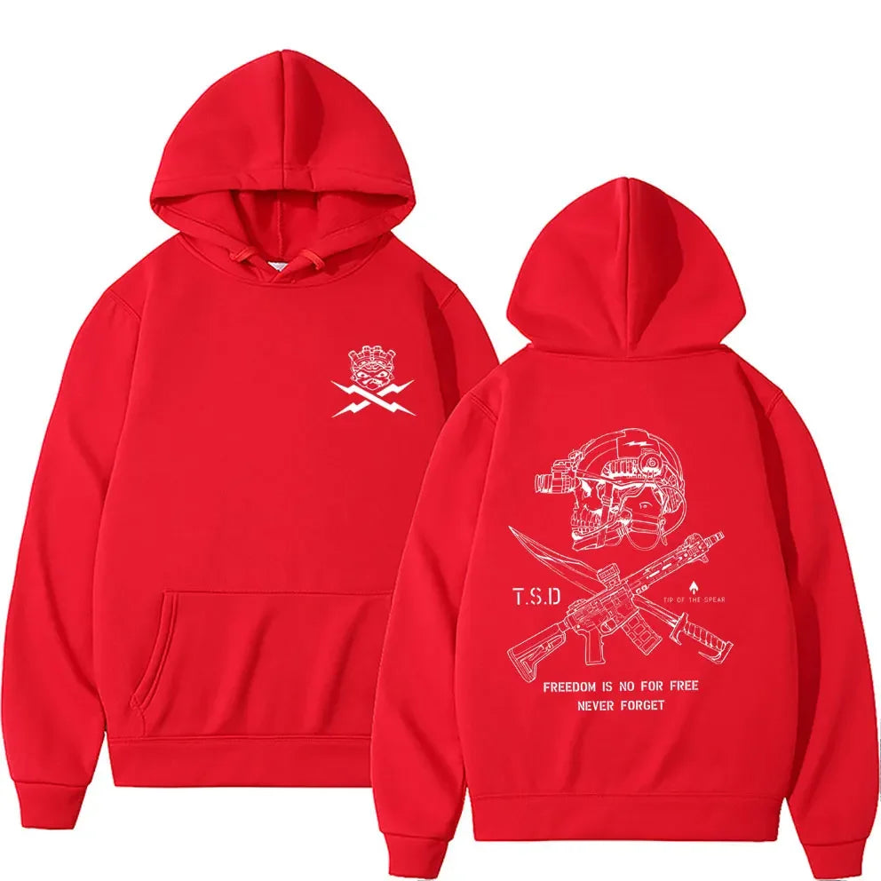 2025 Cool Sparta X-ray Tactical Skull Print Men Women Hooded Sweatshirt Autumn Winter Daily Outdoor Casual Loose Warm Sportswear