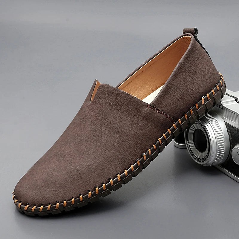 Jumpmore New style casual handmade moccasins Leather loafers Men Driving Shoes Size 39-48