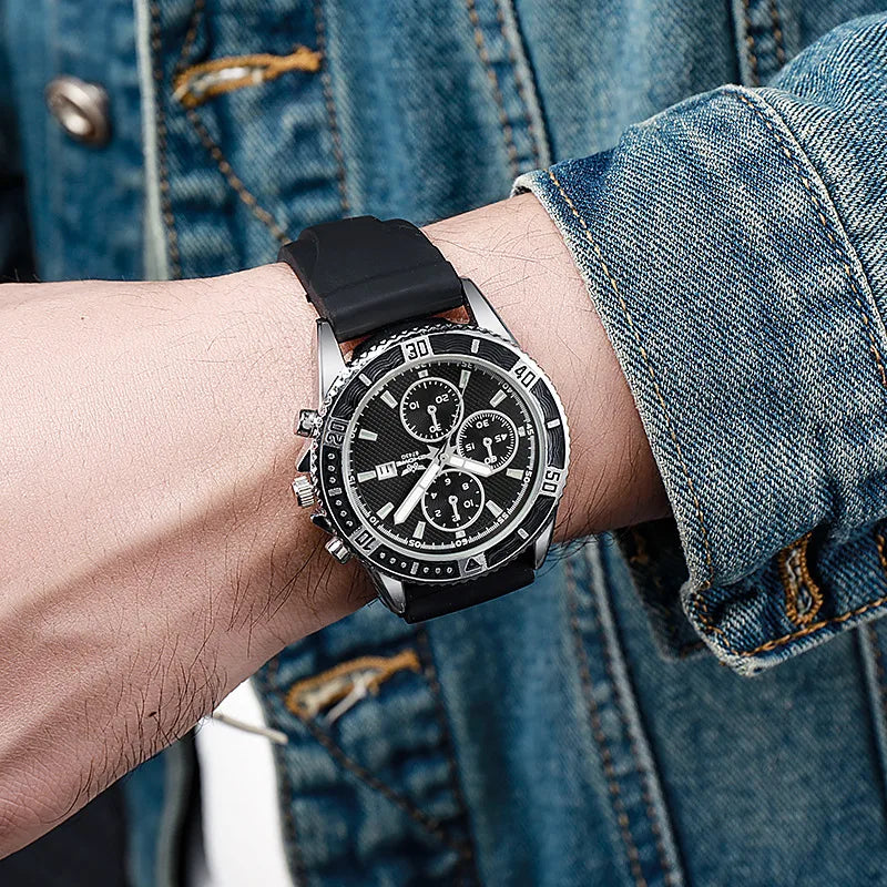 Casual Silicone Band Men Sports Watches Fashion Calendar Male's Business Wristwatch Reloj Hombre