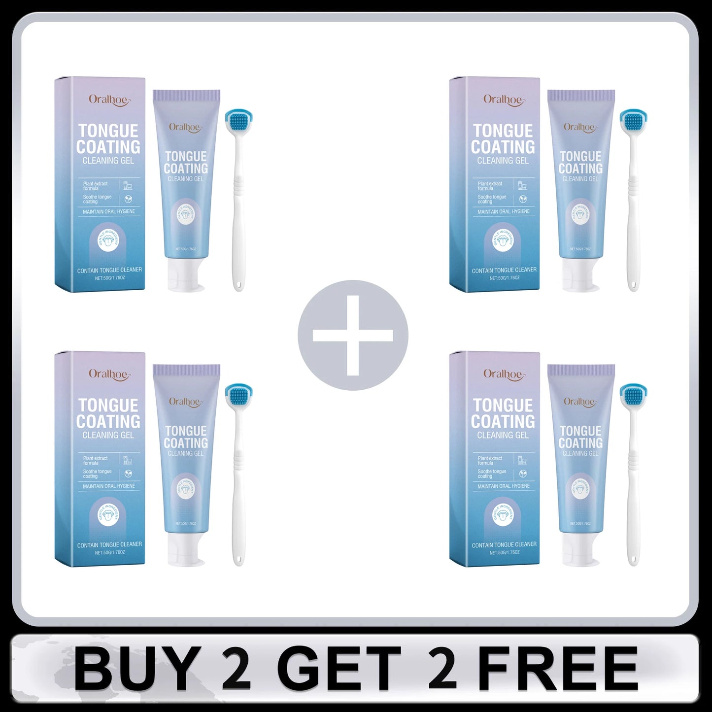 Tongue Cleaning Gel with Toothbrush for Remove Tongue Coating Eliminate Bad Breath Fresh Breath Inhibit Oral Bacteria Oral Care