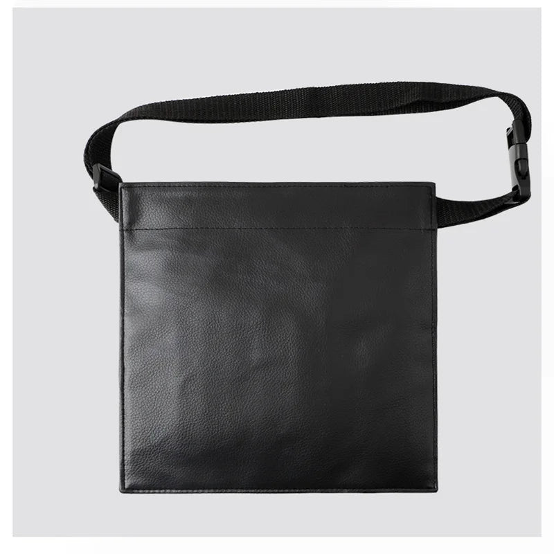 Multi-function Black PU Leather Cosmetic Bag Waist Bag Makeup Brush Bag With Belt For Professional Makeup Artist Large Capacity