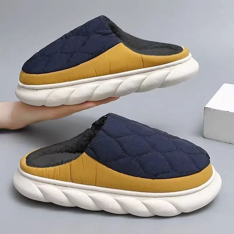 Hot New Fashion Big Size 48 49 Winter Waterproof Men Warm Slippers Women Couples Plush Slides Home Non-Slip Shoes Outdoor Flats