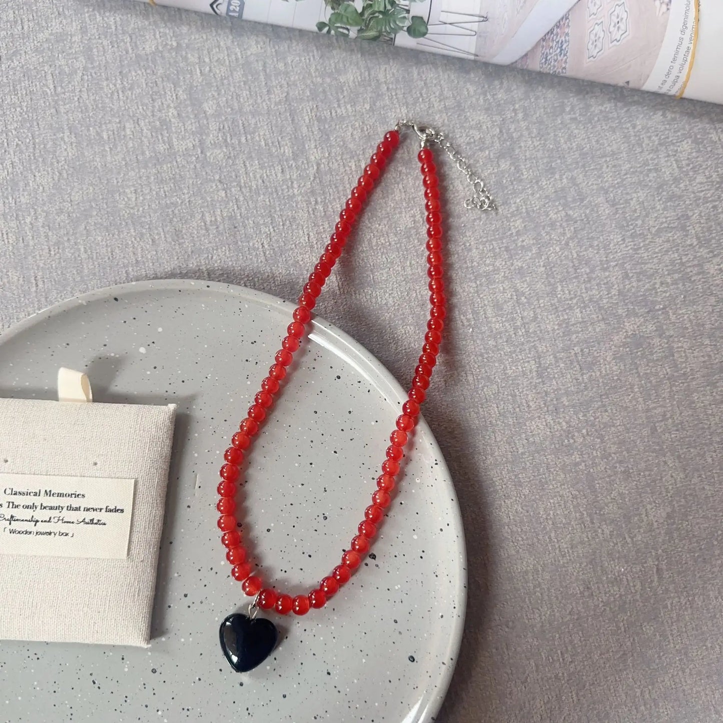 Aesthetic Jewelry Colorful Beaded Heart Pendant Necklace for Women Girls Y2K Trendy Charms Choker Neck Accessories Gift