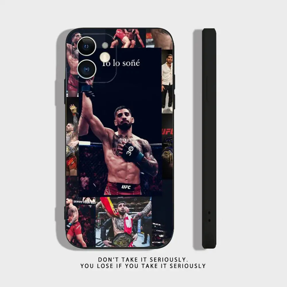 I-Ilia Fighting T-Topuria Phone Case For iPhone 16,15,14,13,12,11,Pro,X,XS,Max,XR,Plus,Mini Soft Silicone Black Shockproof TPU