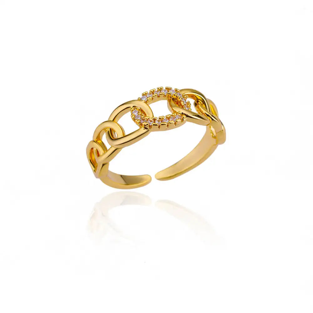 Zircon Double Star Rings For Women Gold Color Stainless Steel Opening Stars Finger Ring Wedding Party Aesthetic Jewelry Gift