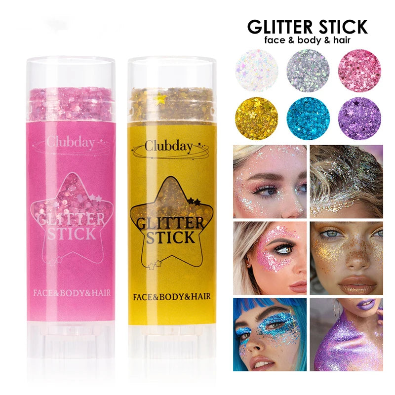 Face Body Sequins Glitter Gel Stick Makeup White Pearl Pink Highlighter Hair Painting Brighten Stage Makeup Flash Sequins Cream