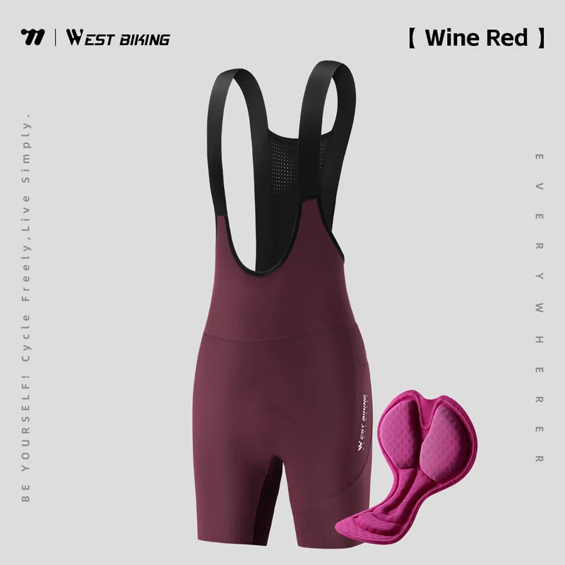 WEST BIKING Women Cycling Bib Shorts Summer High-waisted MTB Road Bike Shorts Breathable Quick Dry Yoga Fitness Bicycle Tights