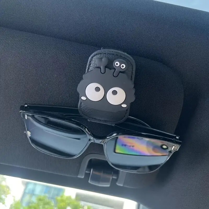 Magnetic Car Sun Visor Glasses Clip - Cute Coal Elf Design, Strong Magnetic Holder for Fashion Glasses, Car Interior Accessories