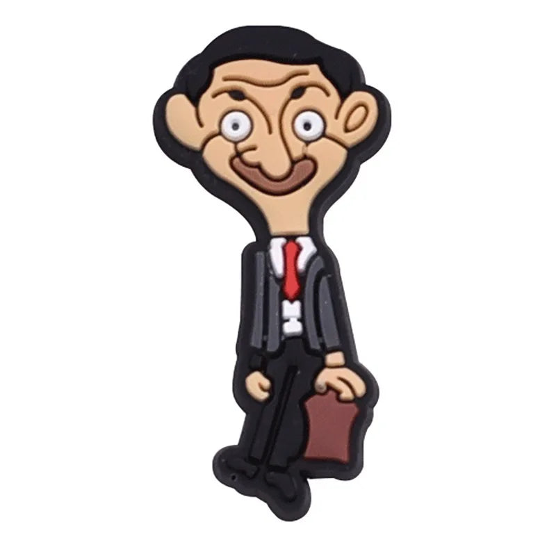 1-100Pcs Mr. Bean Shoes Charms Cartoon Funny Man Clogs Sandals Garden Shoes Accessories Decorate Buckle Kids Gifts Wholesale
