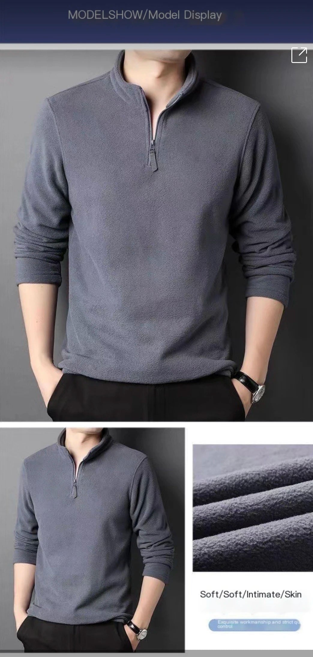Men's insulation Polo Shirts 2026 Autumn Winter Standing Neck Half Zip Long Sleeve Fashion Versatile Sweatshirt Tees thicken Top