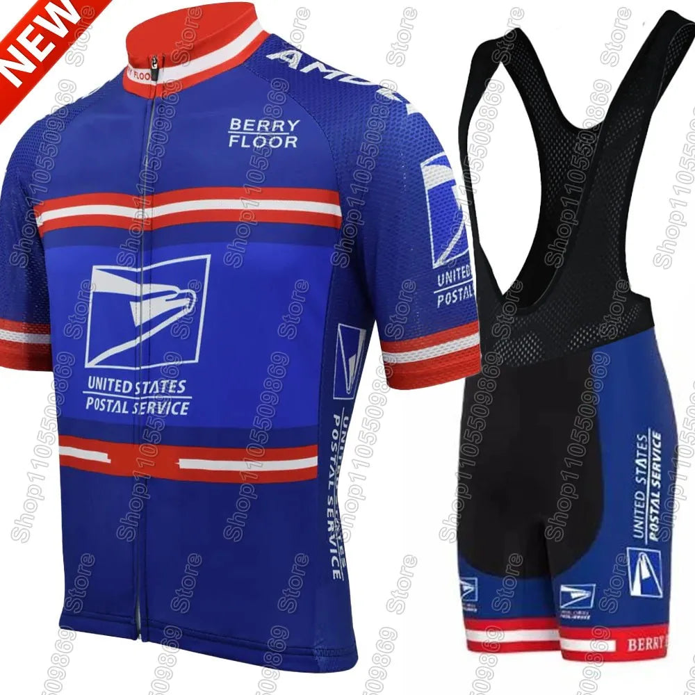 2026 USA-Postal cycling Jersey Set National Team Clothing Men Blue Road Bike Shirt Suit Bicycle Bib Shorts Skull Ropa Maillot