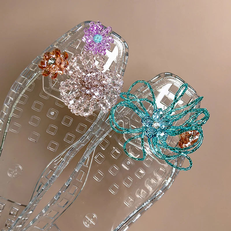 Crystal Handcrafted Beaded Jelly Shoes Shoes Buckles Sandals Accessory DIY Decorative Shoe Flower Slippers Jewelry Accessories