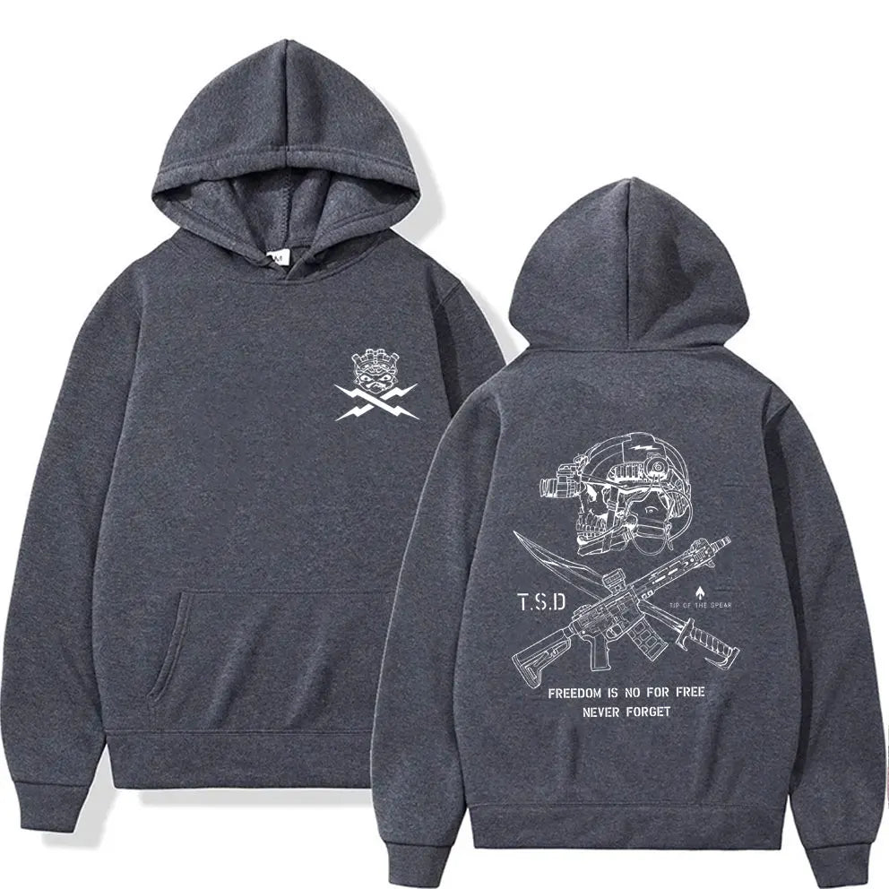 2025 Cool Sparta X-ray Tactical Skull Print Men Women Hooded Sweatshirt Autumn Winter Daily Outdoor Casual Loose Warm Sportswear
