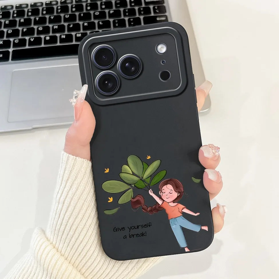 For iPhone 17 Pro Case Silicone Luxury Flowers Cute Kawaii Funny Painted Cover For iP 17 Pro Phone Case A3256 A3522 A3523 A3524