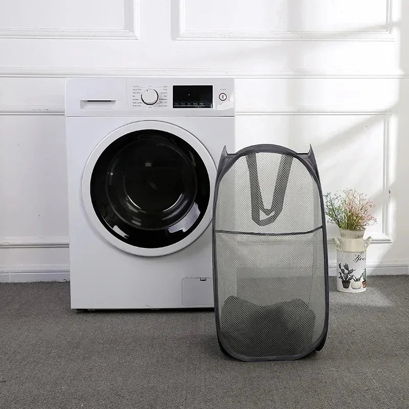 Large Capacity Foldable Dirty Clothes Basket Mesh Bathroom Storage Bucket Portable Organizer for Laundry