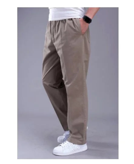 Spring Summer Men cargo pants simple cotton khaki Stretch loose 8XL 9XL 10XL 12XL 13XL Pants Big Size Oversize Straight Trousers