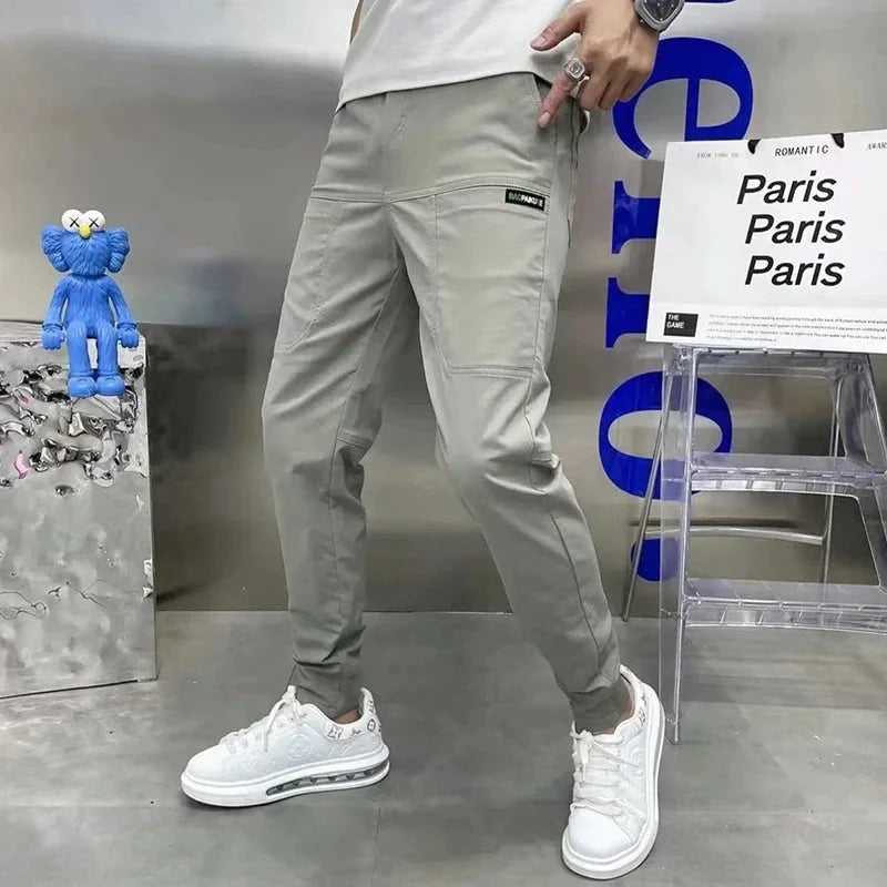 Men's High Stretch Multi-pocket Skinny Cargo Pants Multi-pocket Sweatpants Solid Color Casual Work Outdoor Joggers Trousers
