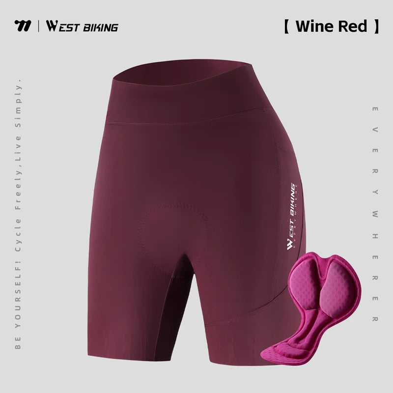 WEST BIKING Women Cycling Bib Shorts Summer High-waisted MTB Road Bike Shorts Breathable Quick Dry Yoga Fitness Bicycle Tights