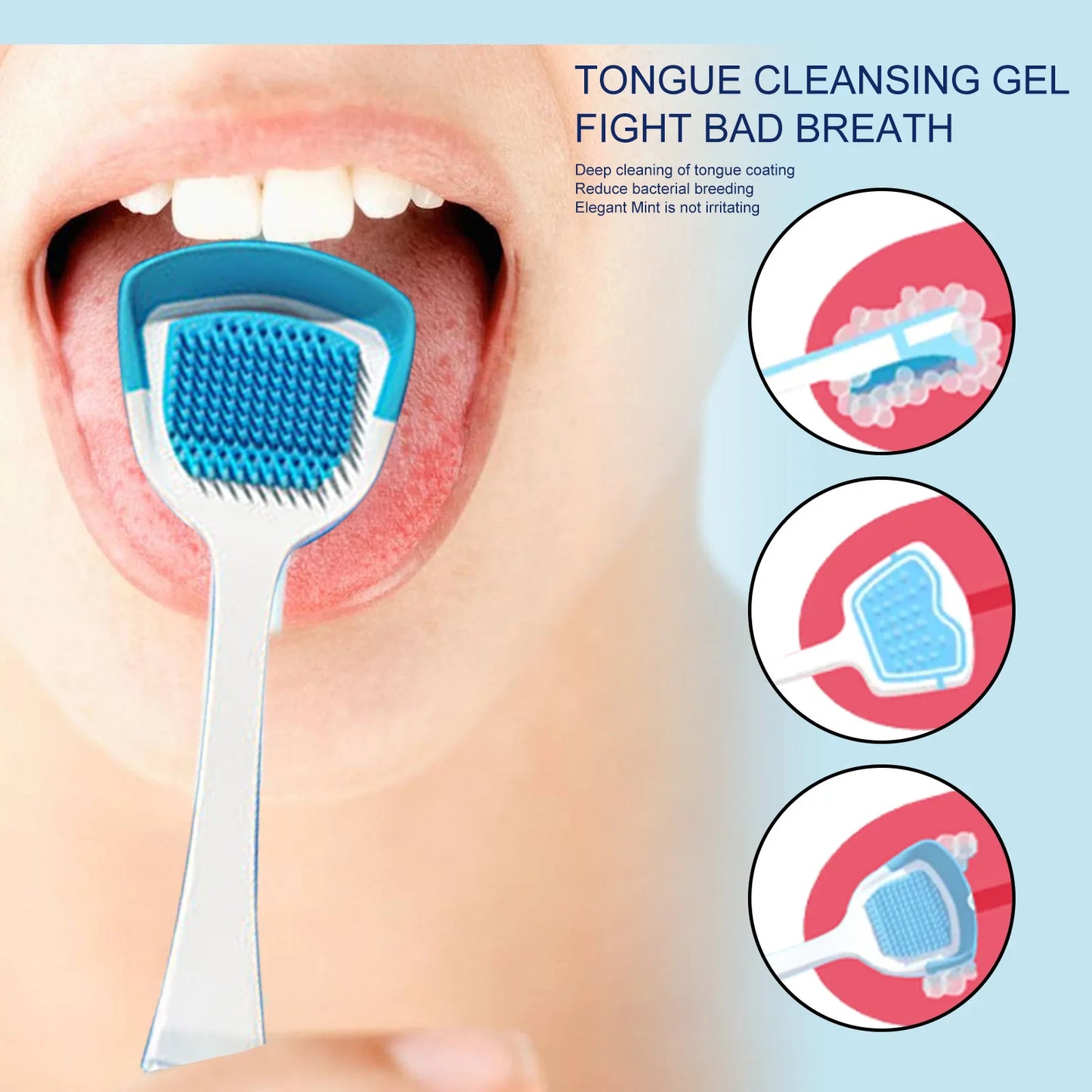 EELHOE Tongue Cleaning Gel with Brush Oral Care Removal Odor Health Fresh Breath Care Dental Hygiene Tools Coating Cleaning Kit