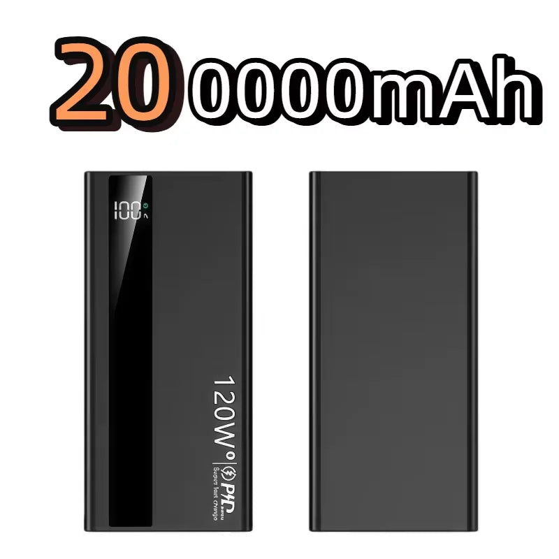200000mAh Power Bank High Capacity 120W Super Fast Charging Portable External Battery Powerbank Universal For iPhone Samusung