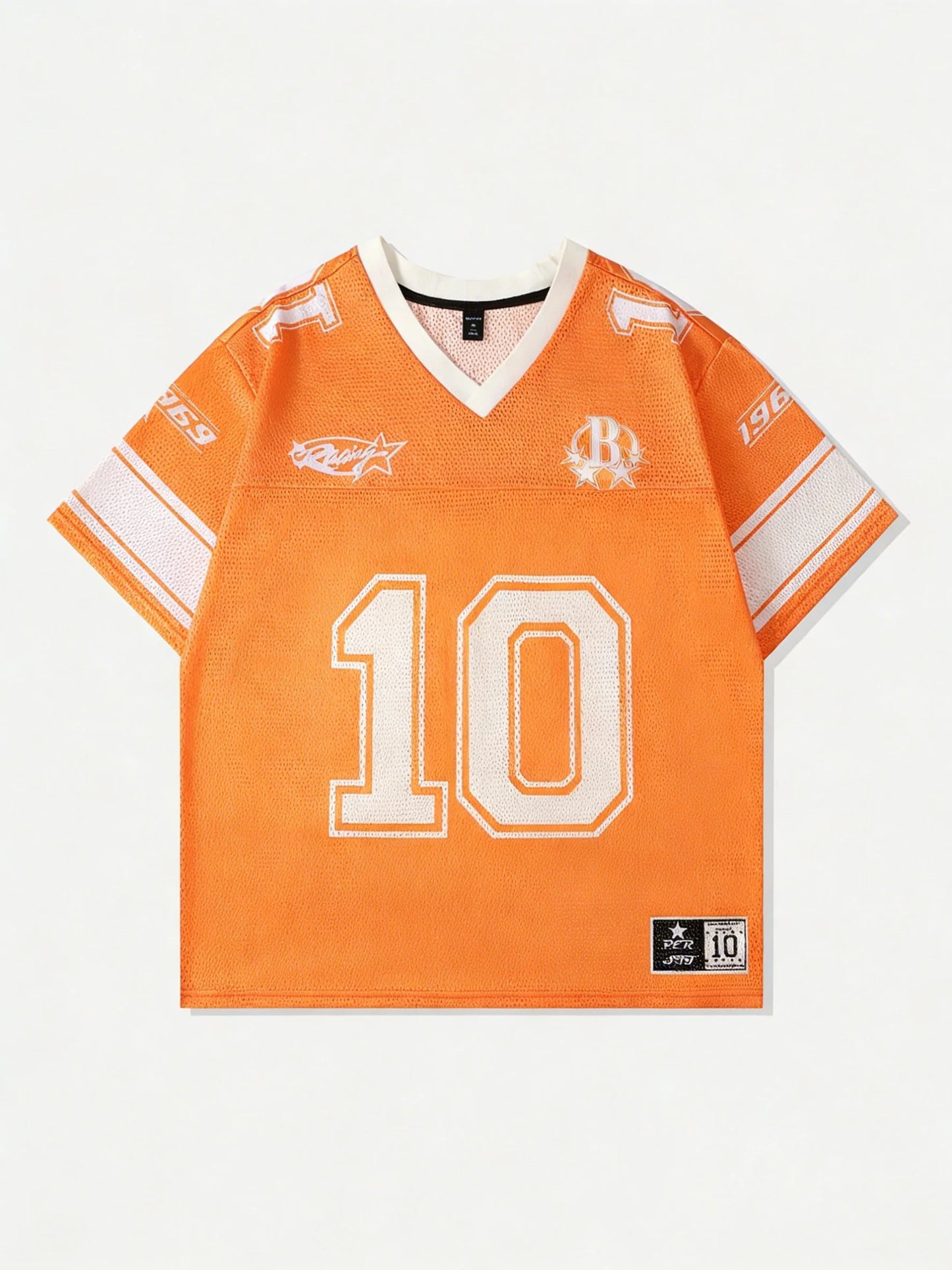 Women Summer T Shirt Number 10 Orange Jersey Print Tee Casual Short Sleeve V Neck Top Fashion Sporty Streetwear Trendy Top