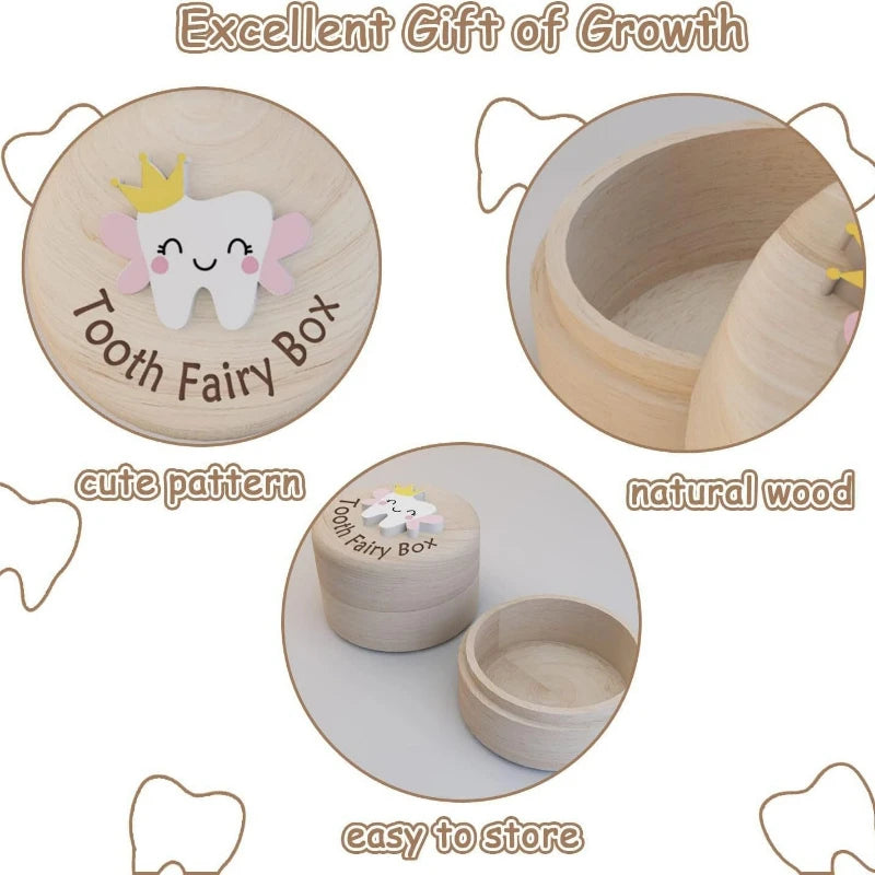 Wooden Milk Teeth Organizer Durable Collecting Teeth High Quality Baby Tooth Box Save Gifts Tooth Box Teeth Keepsake Boxes Baby