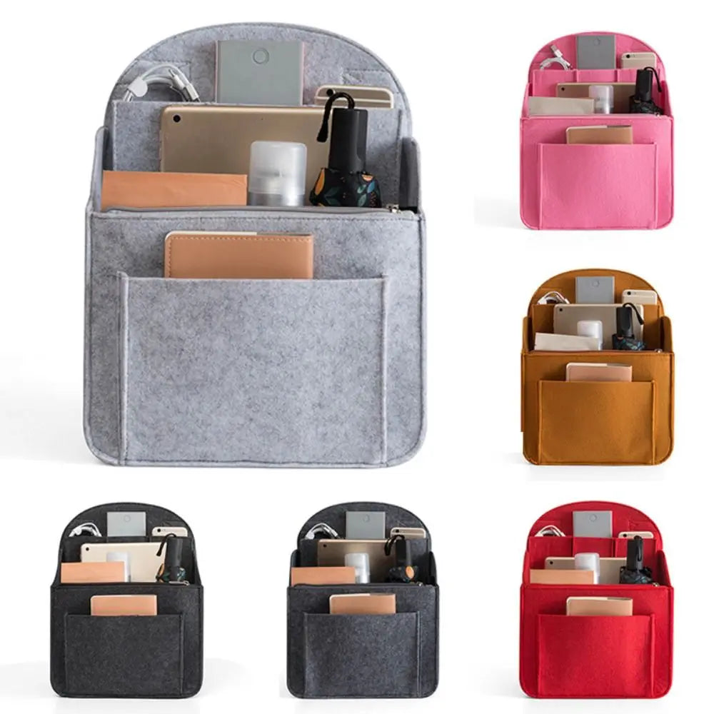 Makeup Organizer Felt Insert Bag for Interior Travel Bag Portable Bag Cosmetic Bags Fit Various Women Backpack Bags
