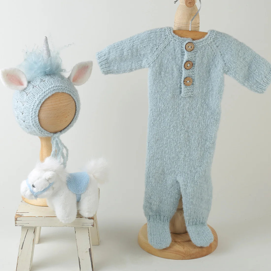 Newborn knitted Horse Jumpsuits Outfit Newborn Photography Props Crochet Baby Horse Romper And Toy Set