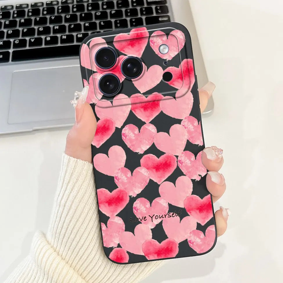 For iPhone 17 Pro Case Silicone Luxury Flowers Cute Kawaii Funny Painted Cover For iP 17 Pro Phone Case A3256 A3522 A3523 A3524