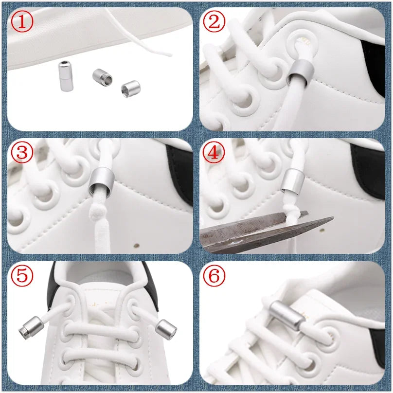 No Tie Elastic Stretchy Shoelaces Capsule Metal Lock, Tieless for Sneakers Shoe Accessories, Adjustable Durable One Size Fit All