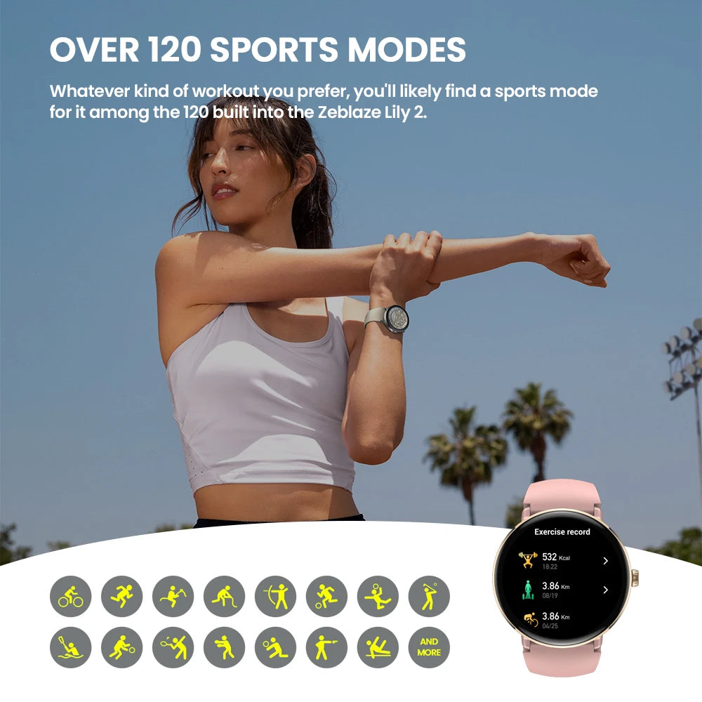 New 2025 Zeblaze LILY 2 Voice Calling Female Smartwatch Double Strap 1.2" HD AMOLED Display Health Monitoring Sports Smart Watch