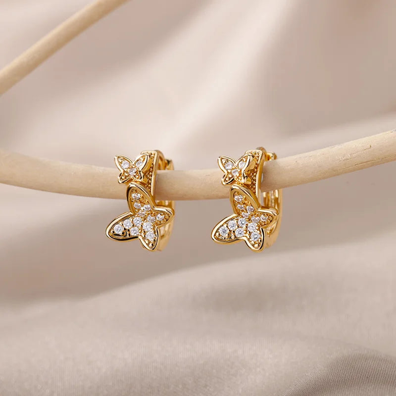 Butterfly Earrings For Women Girls Modern Gold Color Stainless Steel Earrings 2026 Trend New in Wedding Aesthetic Jewelry Femme