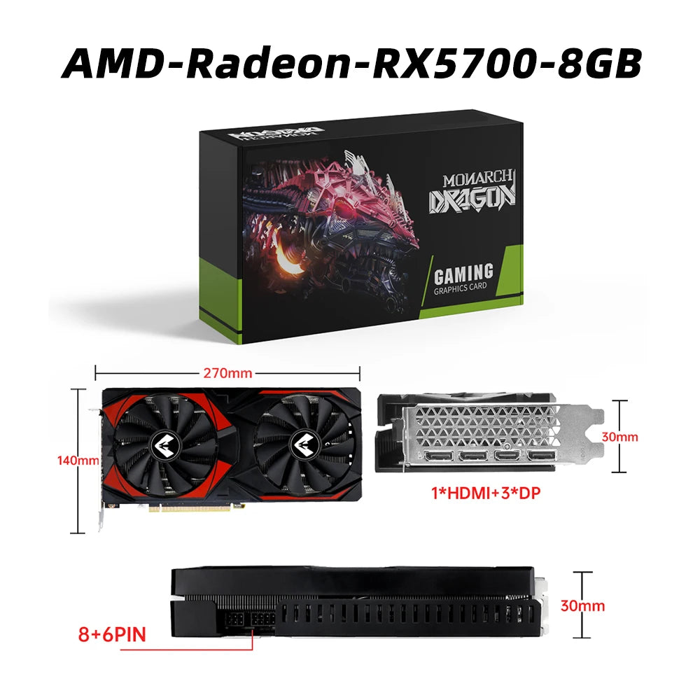 MOUGOL AMD Radeon Series Graphics Cards RX580 RX5500XT RX5700 8GB RX65000XT 4GB Gaming placa de vídeo For Desktop Computers