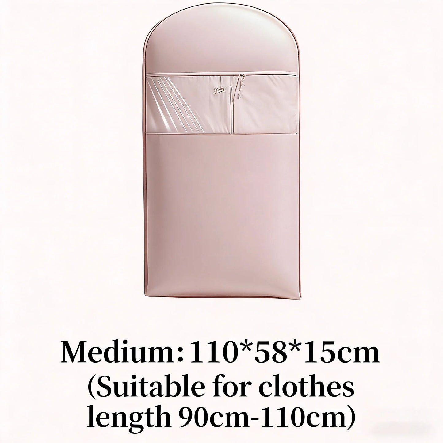 Beige Compression Hanging Bag, 40% Space-Saving Vacuum Seal, See-Through Storage with Durable Zipper for Winter Clothes