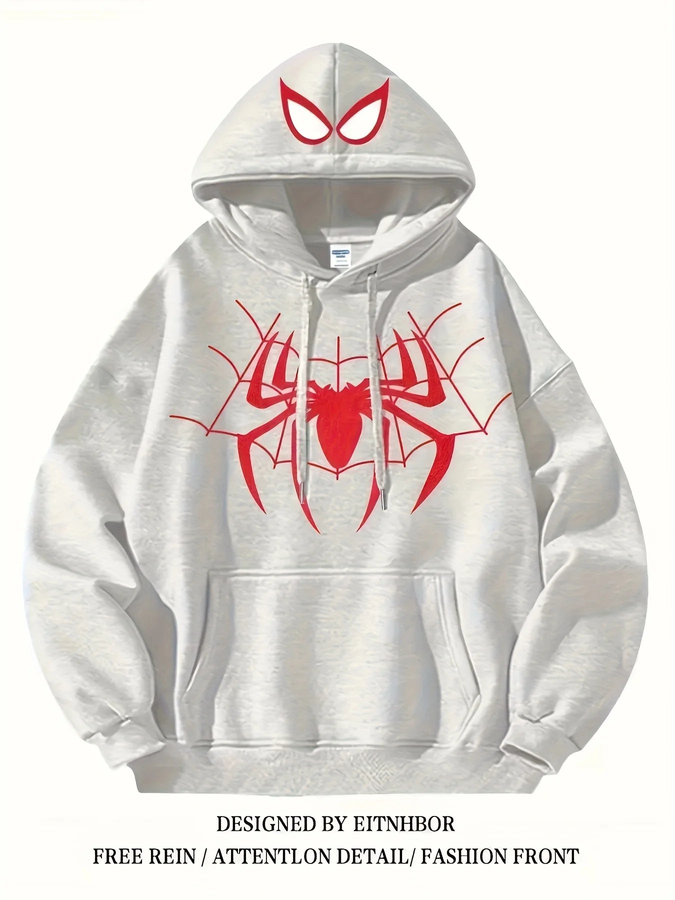 Spider Tide Cool Personality Print Men Women Hooded Sweatshirt Autumn Winter Daily Outdoor Holiday Casual Loose Warm Sportswear