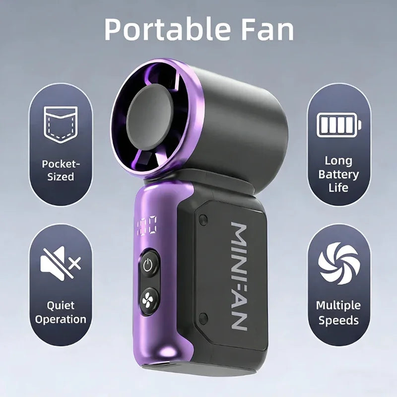 Portable Mini Fan, Small Handheld Fan Electric Fan, USB Charging Portable Pocket Fan, Suitable for Outdoor, Travel, and Office