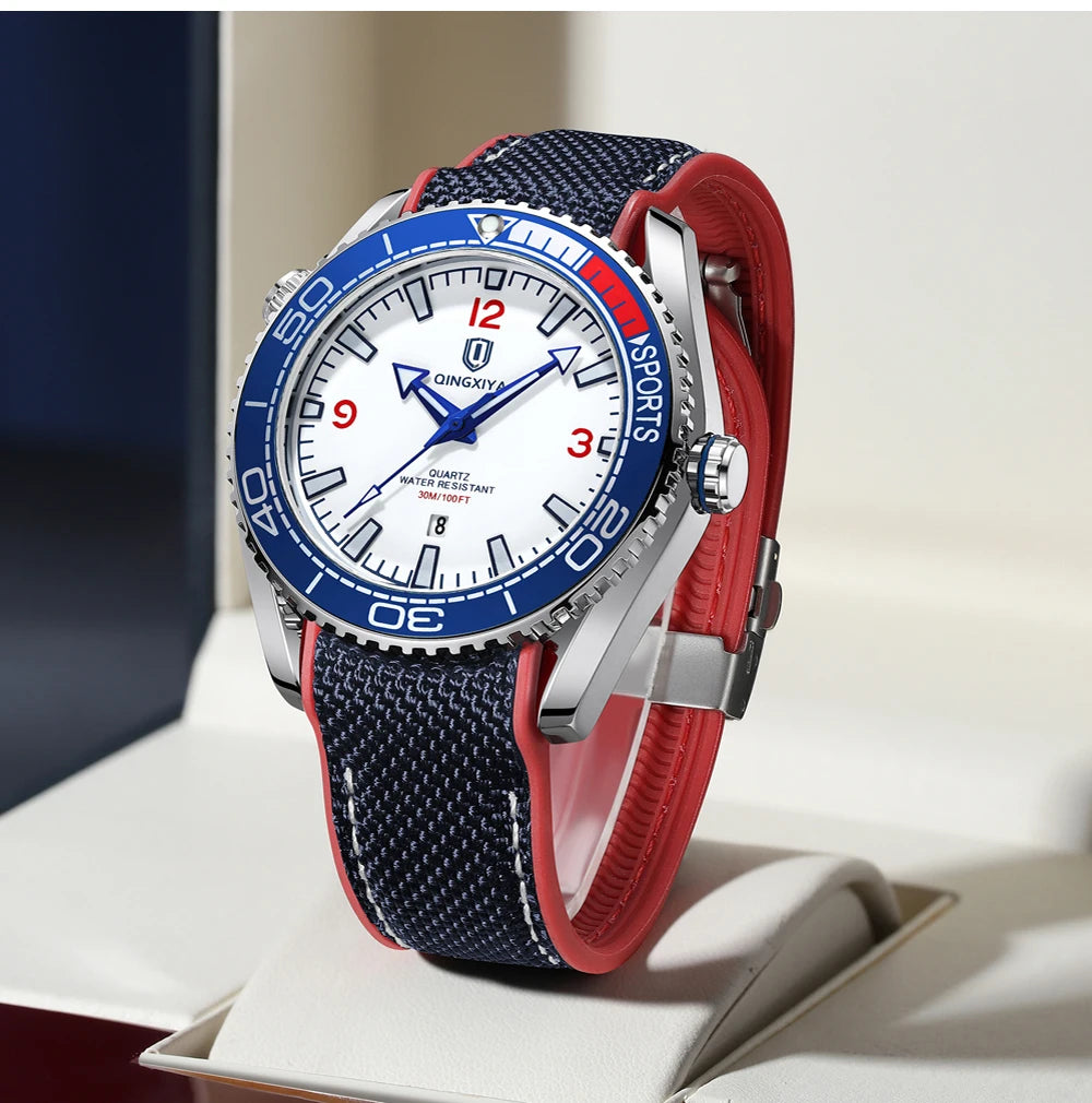 QINGXIYA Sport Quartz Watch Men Fashion Silicone Strap Waterproof Luminous Date Mens Watches Top Brand Luxury Clock Reloj Hombre