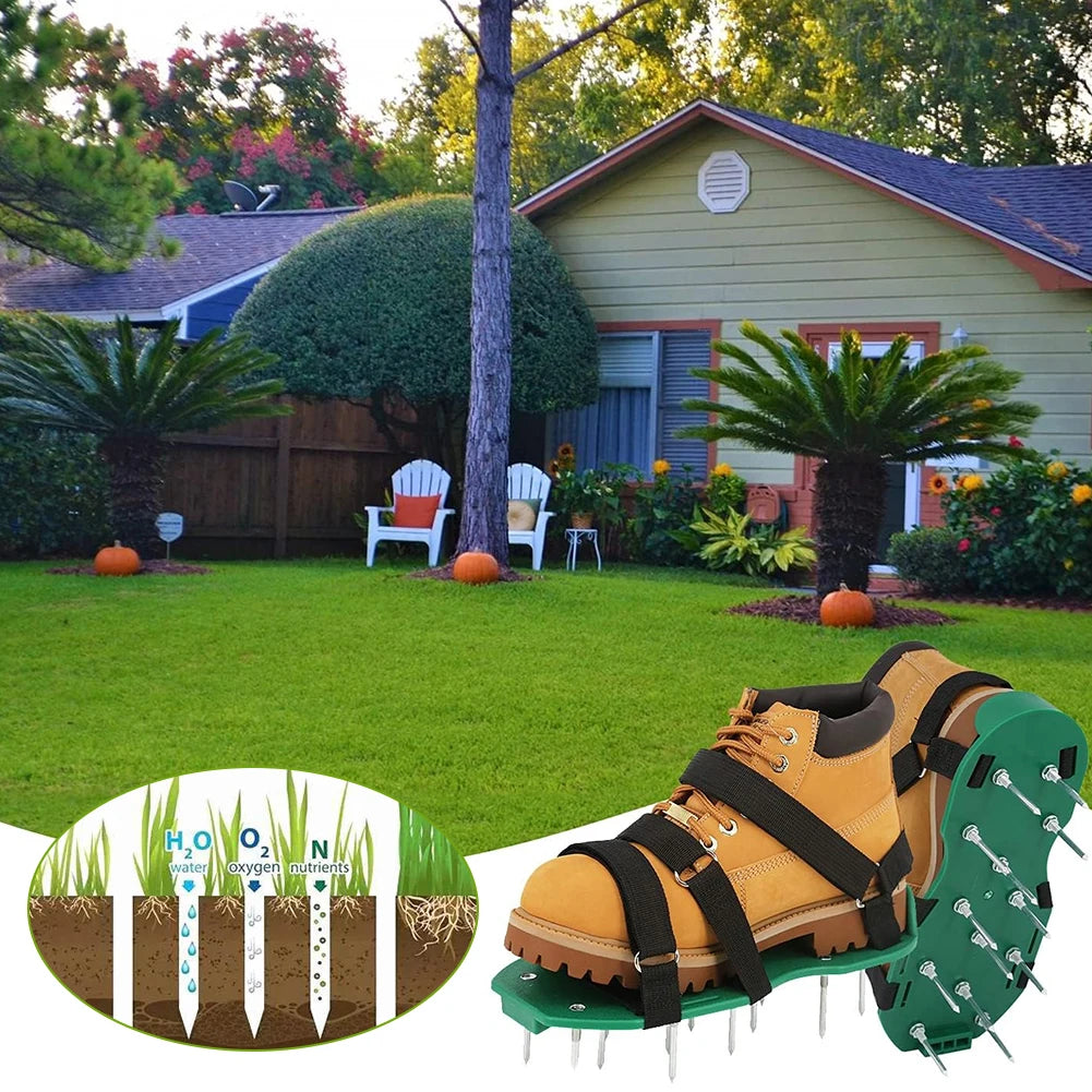 Lawn Aerator Shoes Aerator Spiked Sandals with Adjustable Strap Grass Spiked Shoes Anti-Slip for Yard Patio Garden