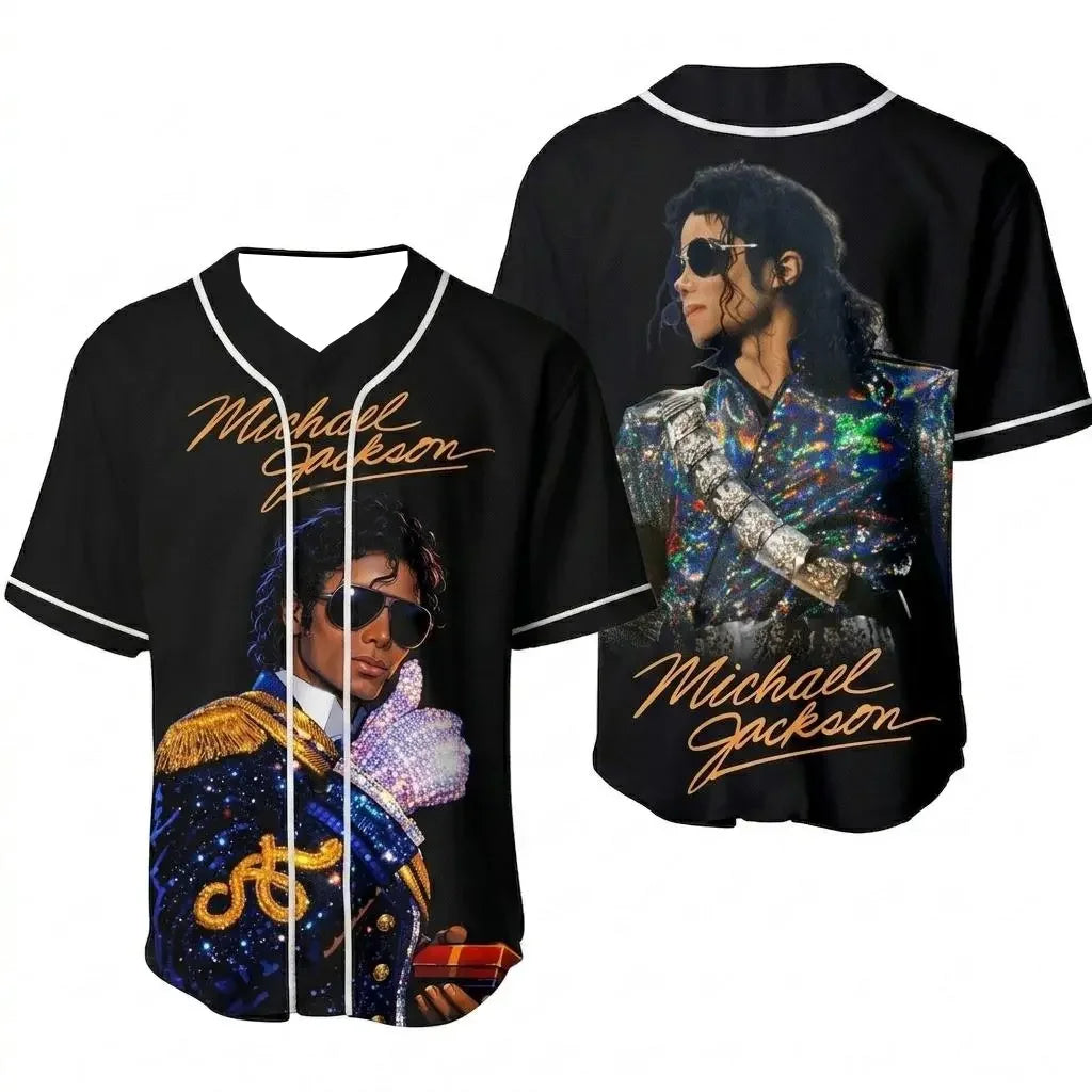 New Summer Men's MJ Michael Jackson Printed Baseball Jersey Neutral O-Neck Short Sleeve Women's Fashion Hip Hop T-shirt Fan Gift