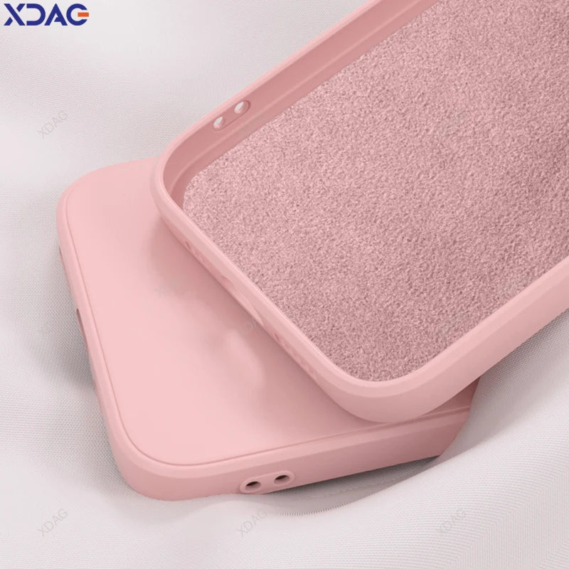 Original Basic Phone Case for Motorola Moto G35 5G Square Liquid Silicone Soft High Qualtiy Internal Flocking Bumper Cover Funda
