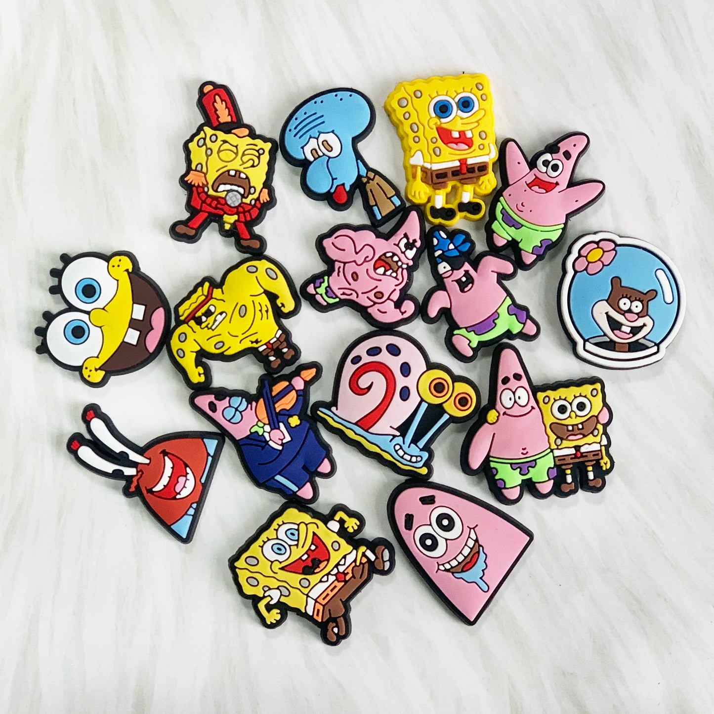 SpongeBob Cartoon Shoe Charms 1-20pcs Set SpongeBob SquarePants DIY PVC Decorations for Clog Sandals Kids Gift Shoe Accessories