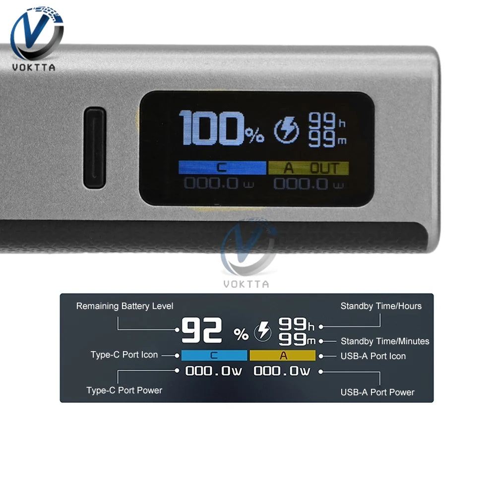 0.96-inch TFT Colour Screen DIY Power Bank Kit 22.5W Fast Charging Module 21700 Battery Case Mini Portable Power Module