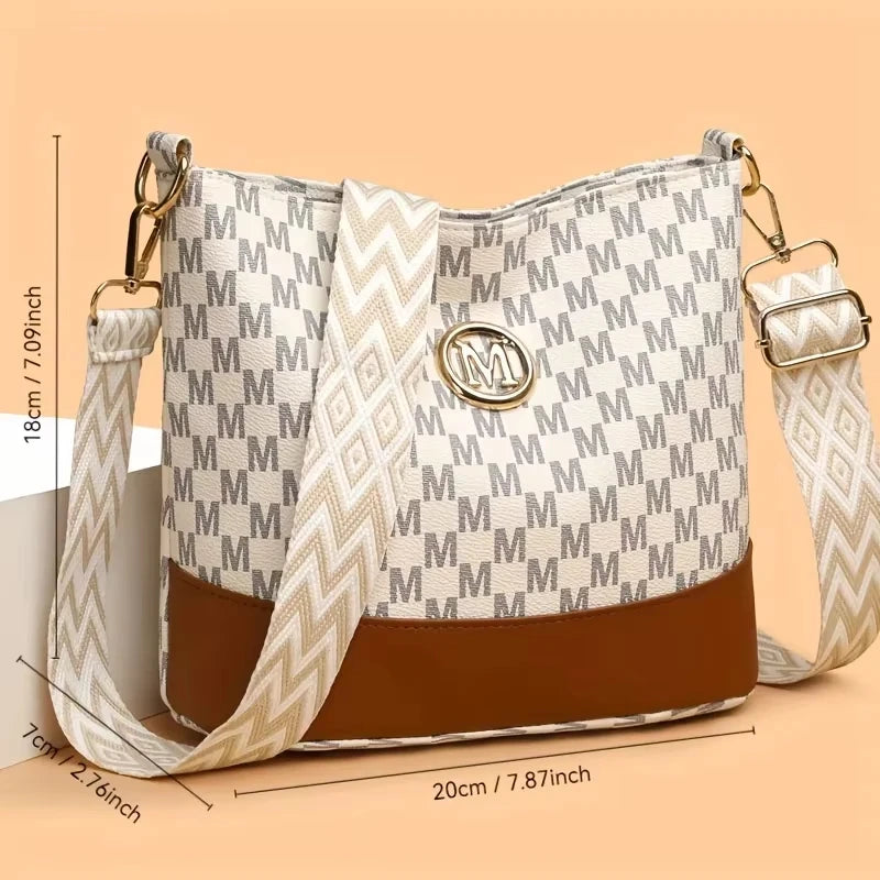 Two-Tone Color Blocking Women Bucket Bag Large Capacity Multi-Way Tote Elegant Casual Daily Use Handbags