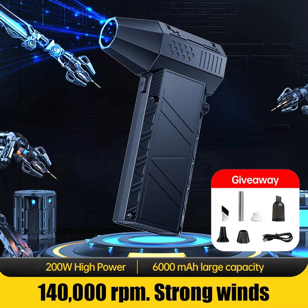 Type-C X6 Violent Fan Powerful Vacuum Dust Cleaner 140000RPM Strong Wind Fast Charging Brushless Turbo Blower Jet for Cleaning