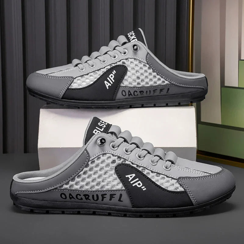 Summer Men's Mesh Slip on Half Slippers Fashion Man's Sport Sandals Breathable Quality Casual Peas Shoes for Men Luxury Loafers