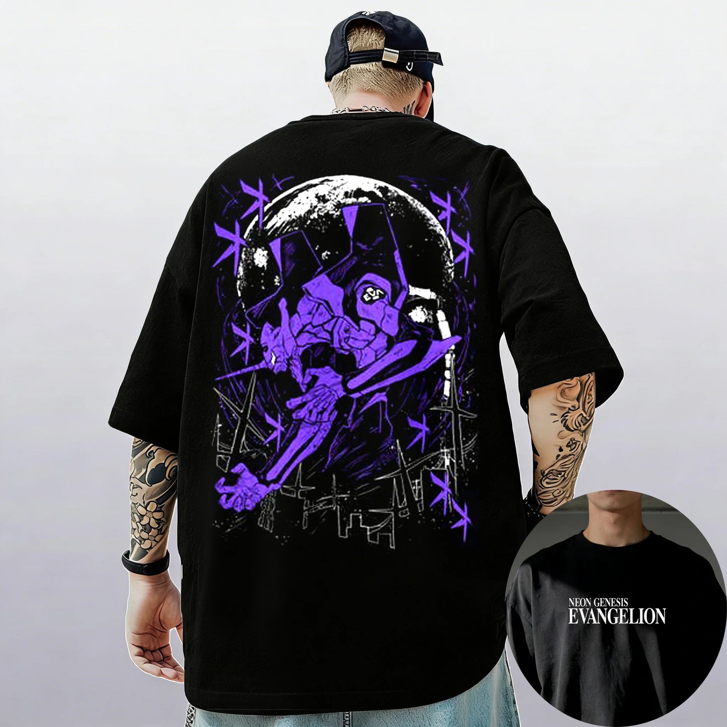 2026 New Neon Genesis Evangelion End of Eva Eye Printed Short Sleeve T-shirt Men's and Women's T-shirt Men's Top Sports T-shirt