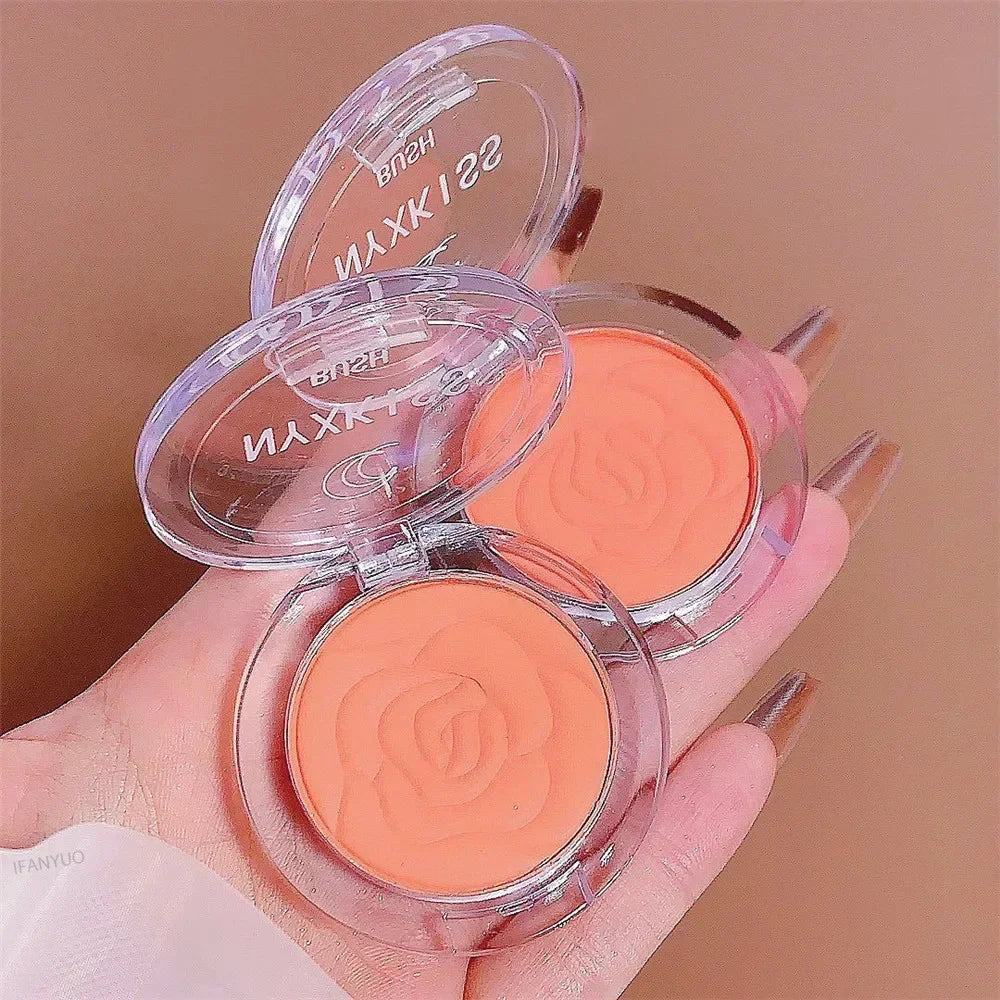 Single Color Matte Embossed Petal Blush Palette Peach Cream Pink Orange Cheek Contour Makeup Rouge for Women Beauty Cosmetics