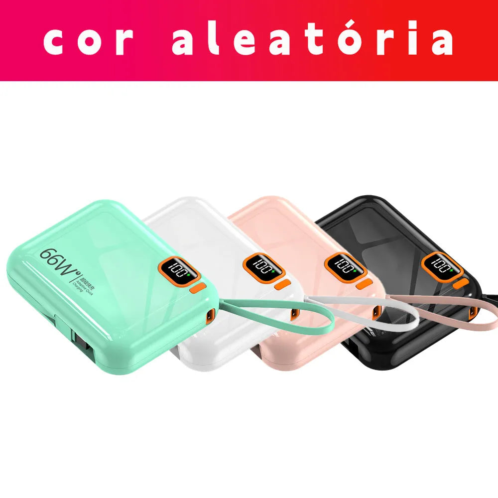 12000mAh Compact Power Bank Fast Charger With Integrated Cable Double Super Fast Recharge For Travel Day
