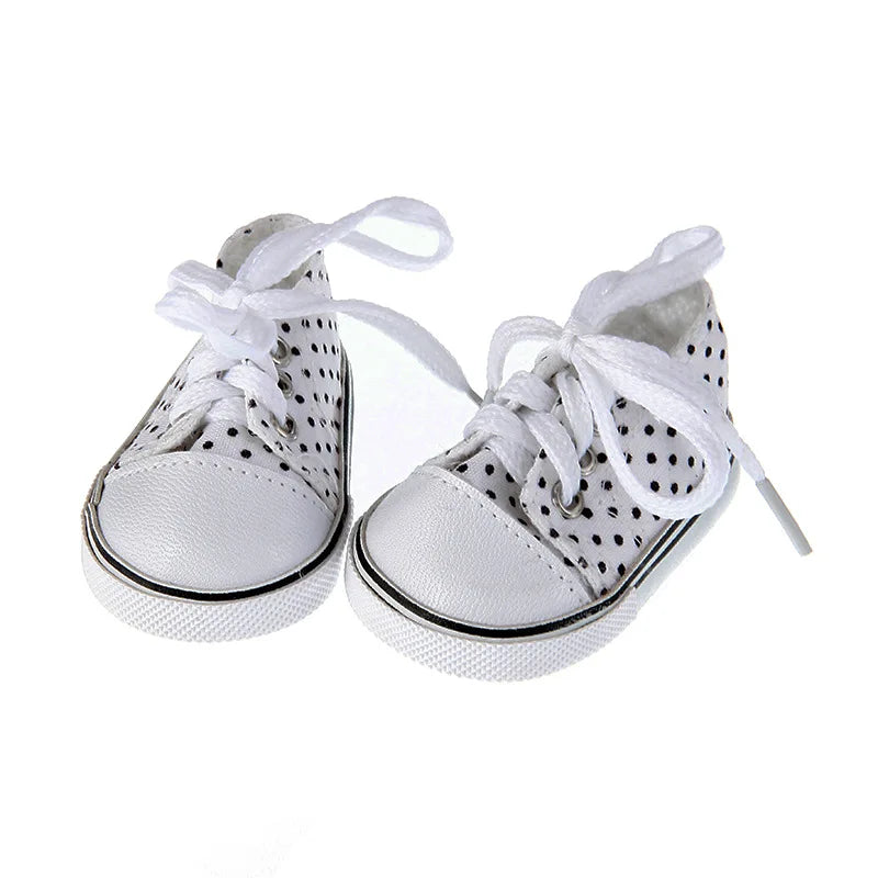 7cm Sneakers Fits 18Inch American Girl Doll, 17inch 43cm Baby Doll Shoes, 45cm Our Generation Girl Doll Accessories