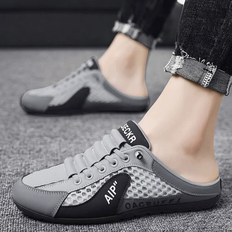 Summer Men's Mesh Slip on Half Slippers Fashion Man's Sport Sandals Breathable Quality Casual Peas Shoes for Men Luxury Loafers